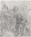 The Holy Family with the Young Saint John the Baptist, School of Cambiaso (Italian, 1527–1585), Pen and brown ink, grayish brown wash., Italian