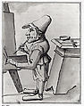 Caricature of  a Dwarf Painter at His Easel, Tuscany (?), Pen and brown ink, gray and brown wash, Italian, Tuscan(?)