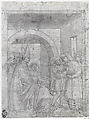 Saint Francis Before the Bishop, Attributed to Niccolò Solimani (Niccolò da Verona) (Italian, Mantua act. 1461–93), Pen and light and dark brown ink, brown wash, over traces of black chalk.