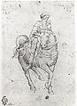 A Warrior on Horseback, The Veneto (1425–1449), Pen and brown ink, brown wash, over black chalk