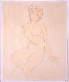 Seated Female Nude, Attributed to Amedeo Modigliani (Italian, Livorno 1884–1920 Paris), Graphite and watercolor wash on thick paper