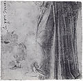 A Gentleman, a Young Woman, and a Dog, Michele da Verona (Italian, Verona ca. 1470–Verona 1536/1544) (?), Brush and gray and brown ink, heightened with white, on light brown paper.