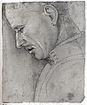 Head of a Man in Profile, Luca Signorelli (Luca d&#39;Egidio di Luca di Ventura) (Italian, Cortona, active by 1470–died 1523 Cortona), Black chalk, pen and brown ink, heightened with white.