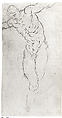 Reclining Male Figure, Jacopo Tintoretto (Jacopo Robusti) (Italian, Venice 1518/19–1594 Venice), Black chalk on blue paper; squared in black chalk.
