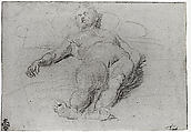 Reclining Female Nude, Domenico Tintoretto (Italian, Venice 1560–1635 Venice), Black and white chalk on blue paper