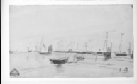 Marine Scene (recto), Eugène Boudin (French, Honfleur 1824–1898 Deauville), Watercolor over graphite on tan wove paper
