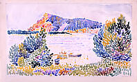 Cap Nègre, Henri-Edmond Cross (Henri-Edmond Delacroix) (French, Douai 1856–1910 Saint-Clair), Charcoal and watercolor with charcoal border on cream laid paper