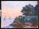 Landscape with Two Sailing Boats, Armand Guillaumin French, Pastel on paper, mounted on cardboard