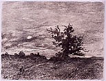 Moonlit Landscape, Henri-Joseph Harpignies (French, Valenciennes 1819–1916 Saint-Privé), Charcoal on off-white laid paper