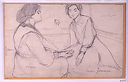 Conversation, Marie Laurencin (French, Paris 1883–1956 Paris), Pencil with stump on paper
