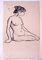 Seated Female Nude in Profile, Albert Marquet  French, Charcoal on polished buff wove paper