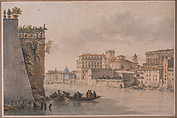 View of the Tiber, Victor Jean Nicolle  French, Pen and ink with watercolor washes on paper