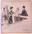 Women at the Counter, Jean-François Raffaëlli  French, Graphite, black crayon, and gray wash on buff wove paper