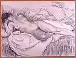 Nude Asleep, Théophile-Alexandre Steinlen  French, born Switzerland, Charcoal with white chalk highlights on off-white laid paper mounted on Masonite