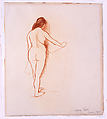 Standing Nude, Suzanne Valadon  French, Red crayon on off-white laid paper