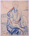 Study for a Self Portrait, Jacques Villon (French, Damville 1875–1963 Puteaux), Graphite and orange and black crayon