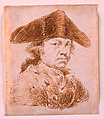 Self-Portrait in a Cocked Hat, Goya (Francisco de Goya y Lucientes) (Spanish, Fuendetodos 1746–1828 Bordeaux), Pen and brown (iron gall?) ink on paper