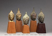 Head of the Buddha, Thai  , Ayutthaya period or, Copper alloy, some with traces of leaf gilding., Thai