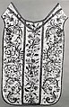 Chasuble (back), Silk; metal; linen, Italian