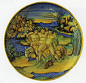 Dish (coppa): The satyr Silenus on an Ass, the "Milan Marsyas" Painter (?), Urbino, Maiolica (tin-glazed earthenware)