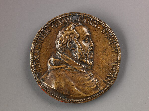 Portrait medal of Cardinal Alessandro Farnese (obverse); Il Gesù (reverse) — Giovanni V. Melon