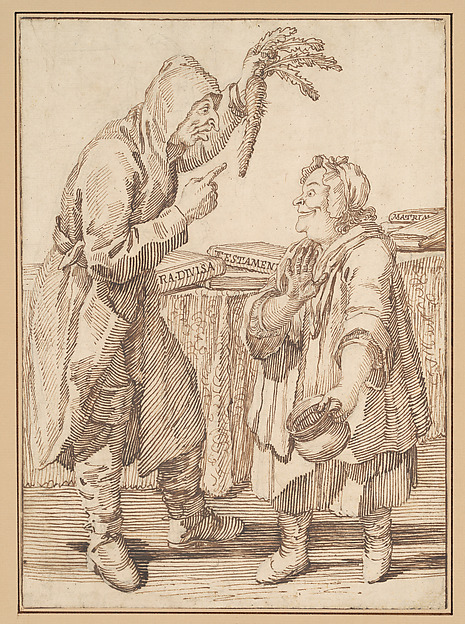 A Monk with a Carrot and a Woman with a Chamber Pot
