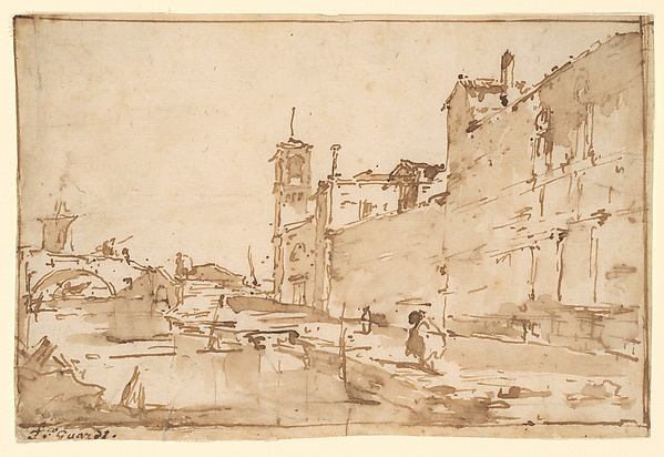 A Venetian Capriccio: A Rio Leading to a Bridge