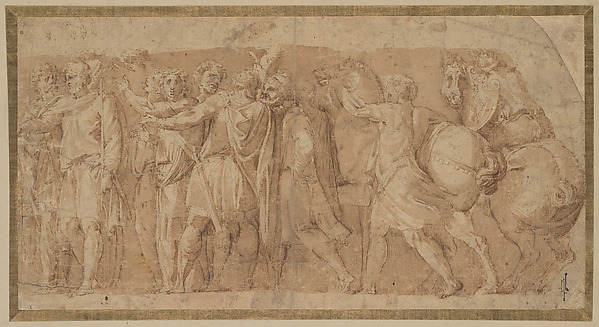 Frieze with Male Figures and Two Horses
