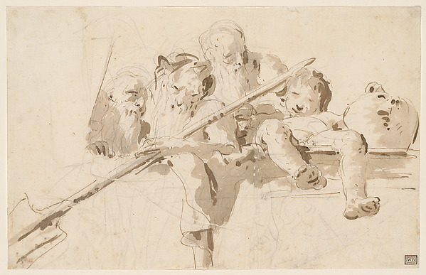 A River God and Other Figures on a Parapet