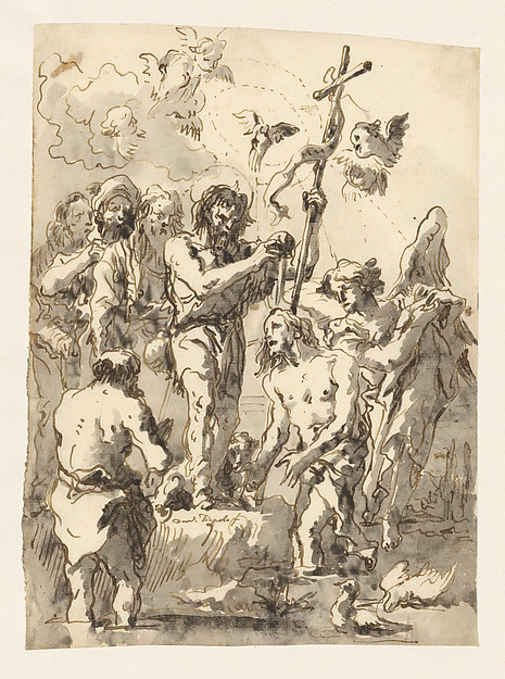 The Baptism of Christ (with Two Ducks in the Water at Lower Right) by Giovanni Domenico Tiepolo