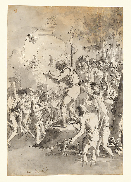 The Baptism of Christ (with Three Angels Attending Him) by Giovanni Domenico Tiepolo