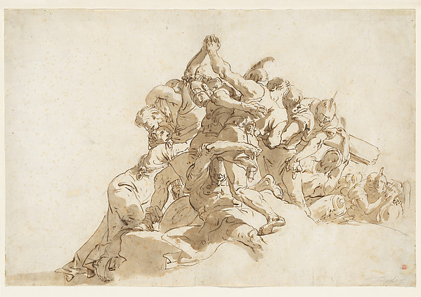 Soldiers Trying to Prevent Two Men From Fighting