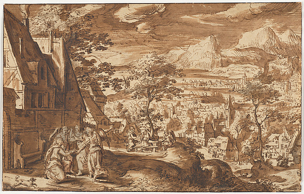 Landscape with Abraham and the Angels by Copy after Hans Bol