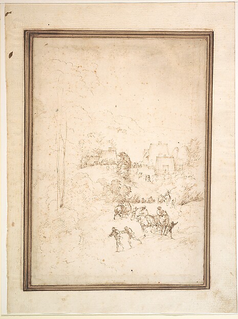 Fra Bartolomeo (Bartolomeo di Paolo del Fattorino), Approach to a Mountain Village with Horsemen on the Road