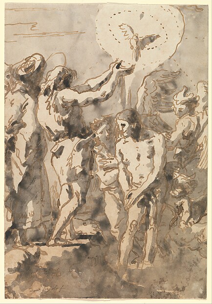 The Baptism of Christ (with Saint John, Without his Cross, in Profile to the Right) by Giovanni Domenico Tiepolo