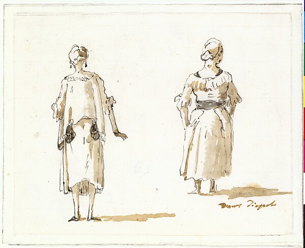 Caricature of Two Women Seen From Behind